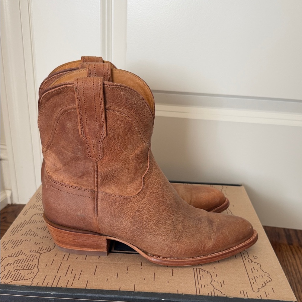 Tecovas The Penny Brown Leather Western Booties - Picture 7 of 7